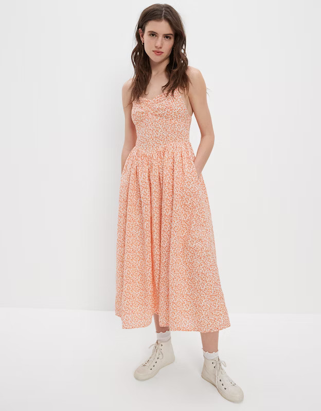 AE Floral Corset Midi Dress | American Eagle Outfitters (US & CA)