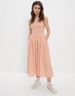 AE Floral Corset Midi Dress | American Eagle Outfitters (US & CA)
