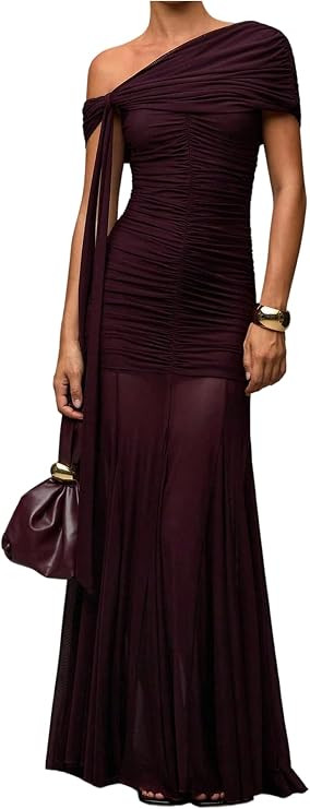 Verdusa Women's Corset Dress Wedding Guest Dresses Statement Holiday Off Shoulder Ruched Mesh For... | Amazon (US)