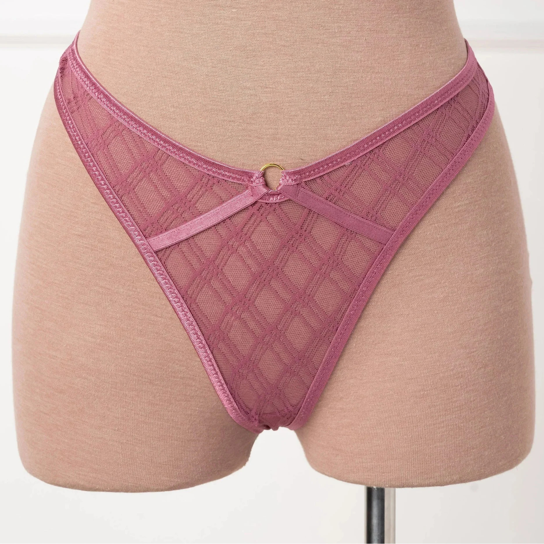Midrise Mesh Charm Thong - Sugarplum Pink | Mentionables