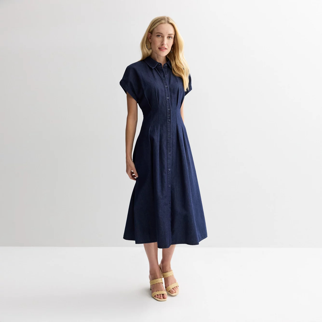 Women's Nine West Cinched Waist Midi Shirt Dress | Kohl's