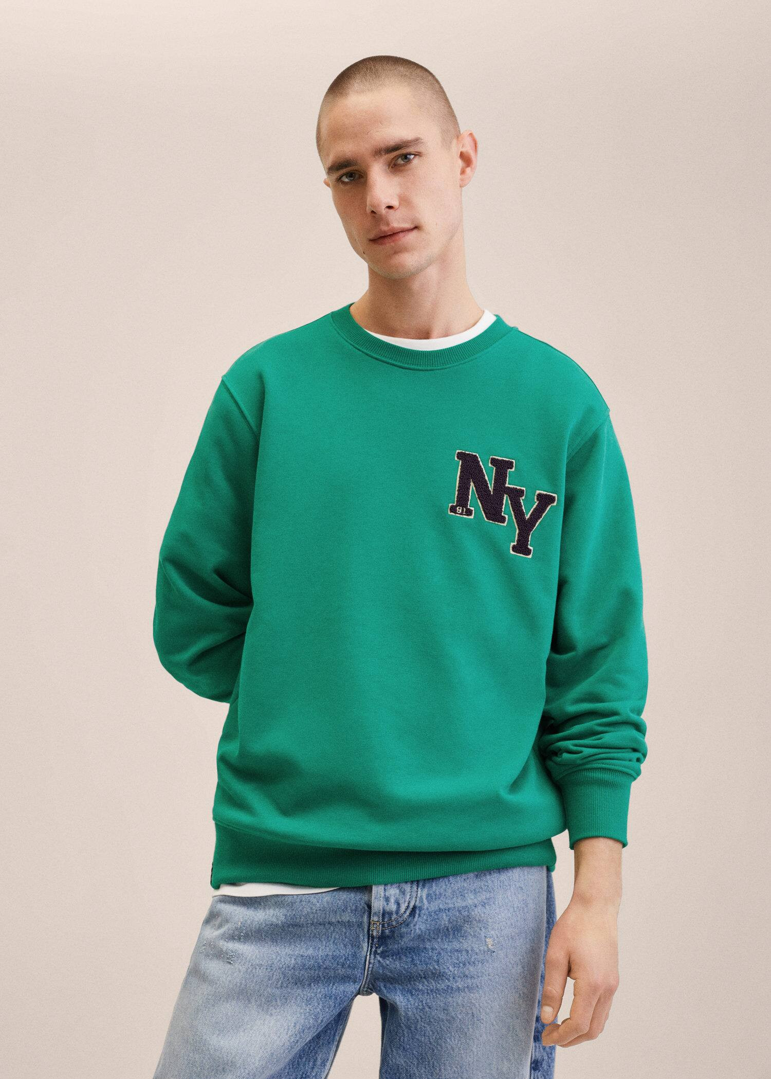 Patch cotton sweatshirt | MANGO (US)