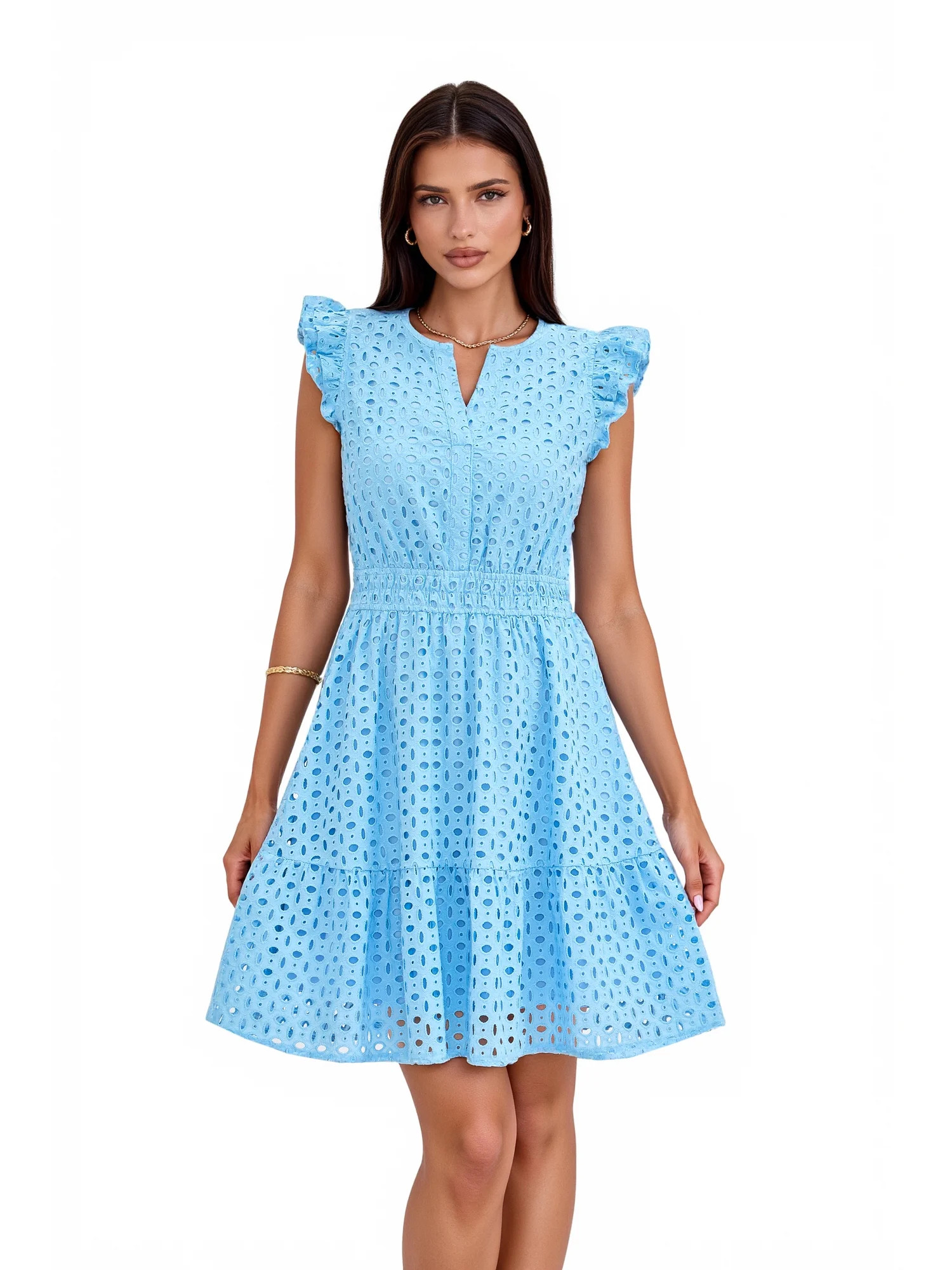 Women’s Pretty Garden LS VNEK BTN FRNT MINI DRSS - MINI CAP SLEEVE DRESS | Walmart (US)