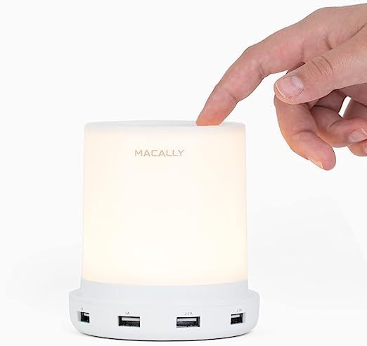 Macally Small Bedside Lamp with USB Port - Touch Lamp with USB Charging Ports - Dimmable Warm Whi... | Amazon (US)