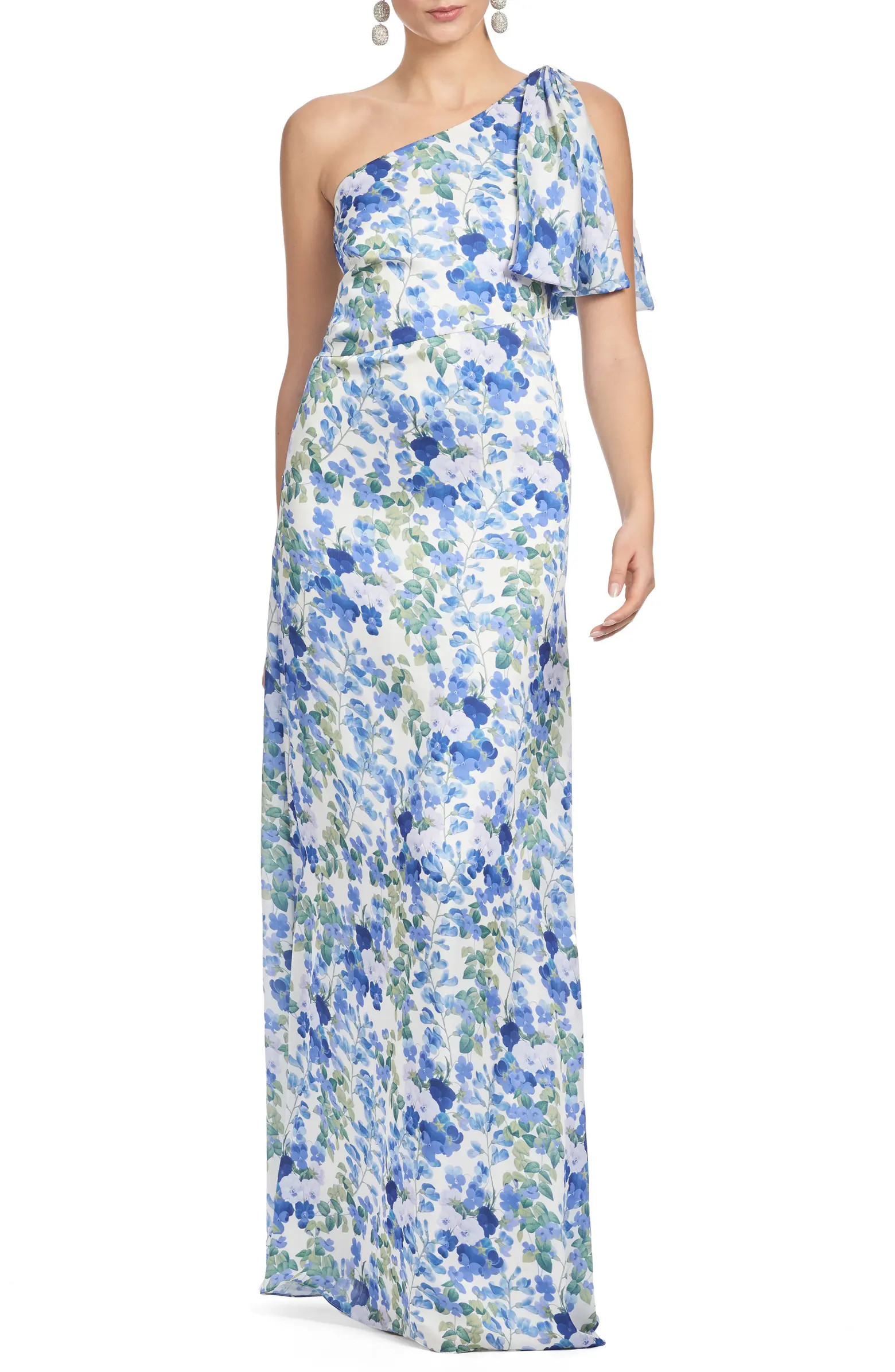 Chelsea Floral Print One-Shoulder Gown | Nordstrom