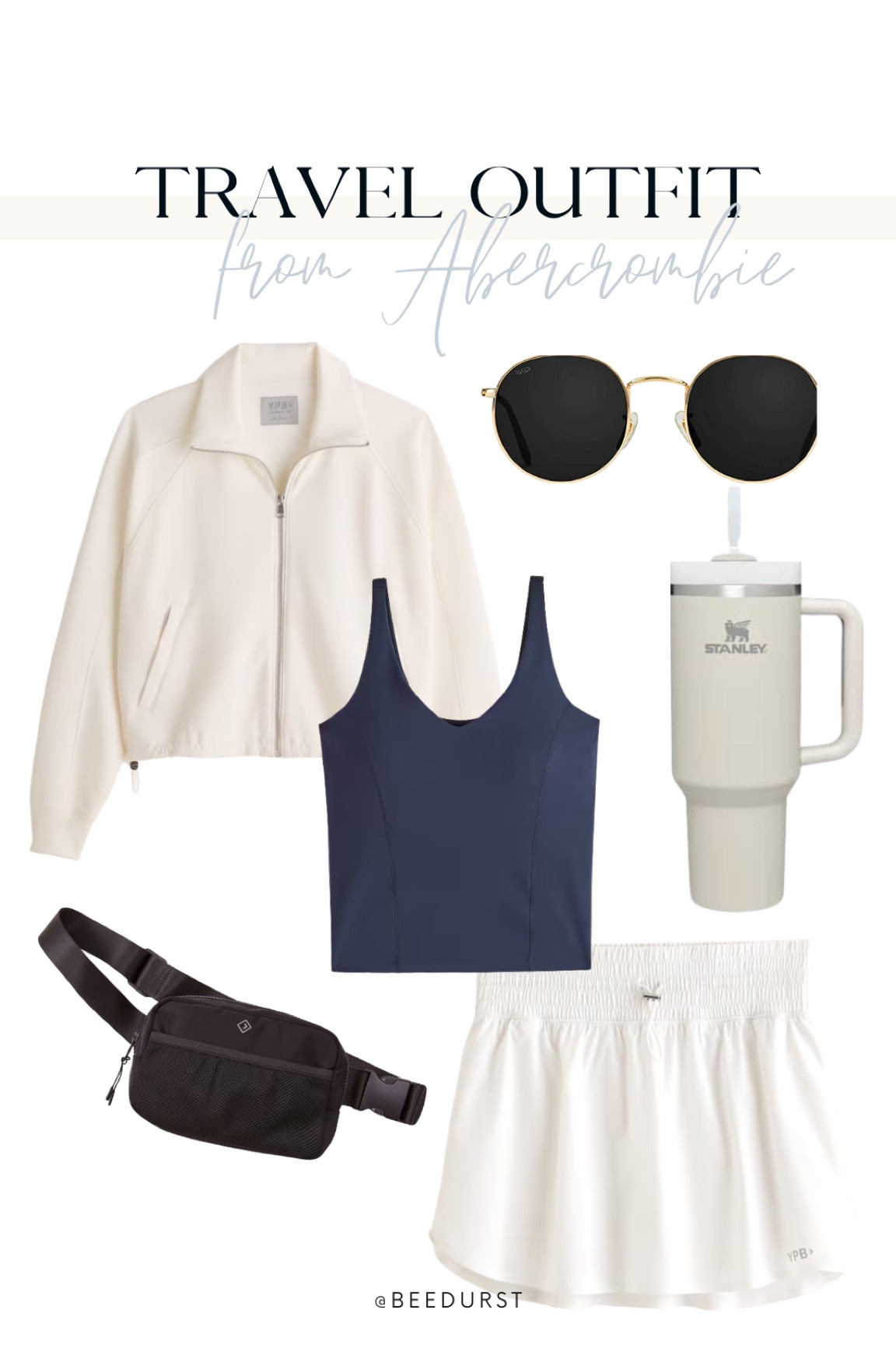 Travel day outfit, athleisure, athletic wear, athletic skort, athletic tank, Stanley cup, crossbody bag, sunglasses, summer travel, Abercrombie outfit, Abercrombie YPB 

#LTKstyletip #LTKfit #LTKtravel