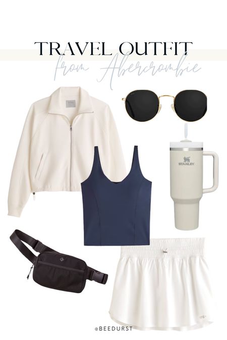 Travel day outfit, athleisure, athletic wear, athletic skort, athletic tank, Stanley cup, crossbody bag, sunglasses, summer travel, Abercrombie outfit, Abercrombie YPB 

#LTKstyletip #LTKfit #LTKtravel