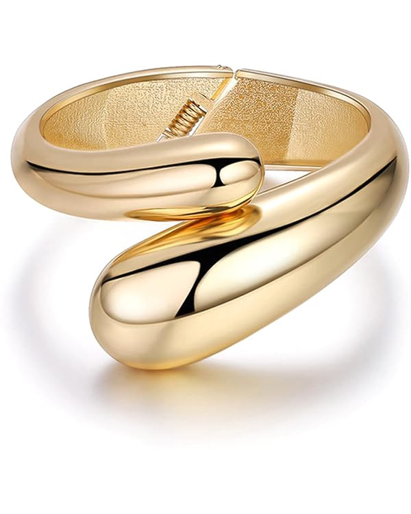 Gold Bracelets for Women Gold Bangles Chunky Cuff Bracelet Non Tarnish Opening Wide Wrist Cuffs T... | Amazon (CA)