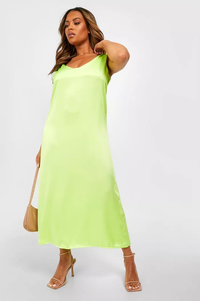 Plus Wide Strap Satin Slip Dress | Boohoo.com (US & CA)