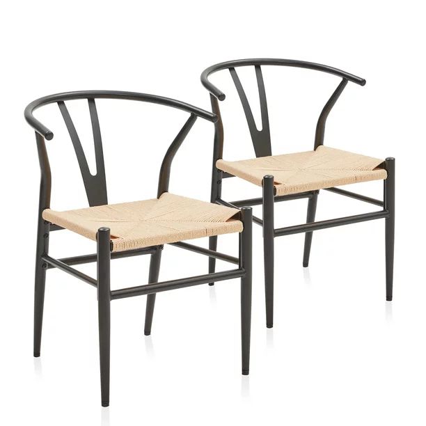 BELLEZE Wishbone Kitchen and Dining Chair, Set of 2 - Sorrento (Black) - Walmart.com | Walmart (US)