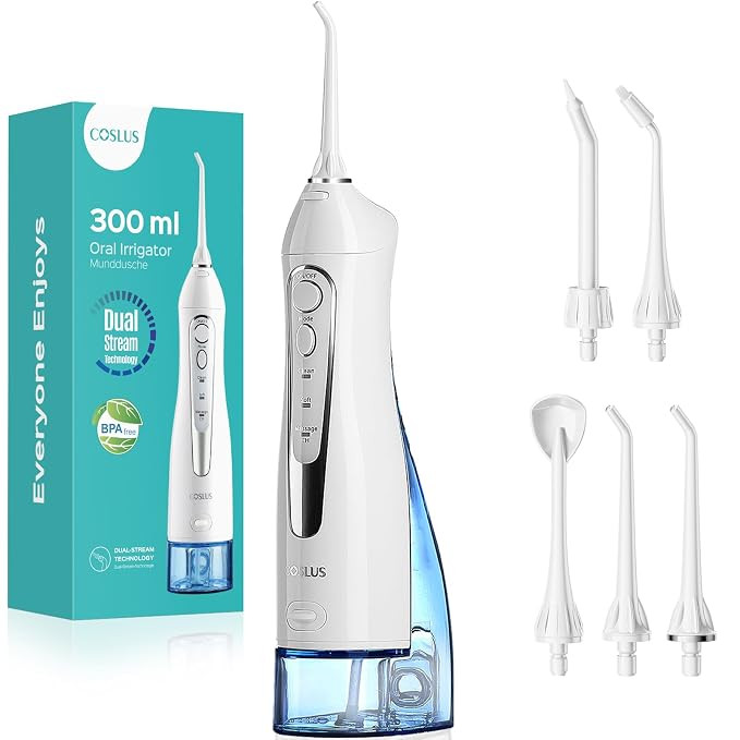 COSLUS Water Dental Flosser Teeth Pick C20(F5020E): Portable Cordless Oral Irrigator 300ML Rechar... | Amazon (US)