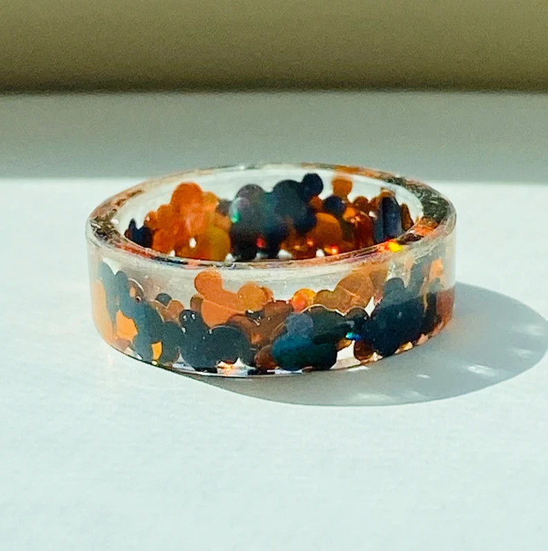 Mickey Mouse Inspired Ears Resin Ring: Black and Orange Halloween Jewelry | Etsy (Global)