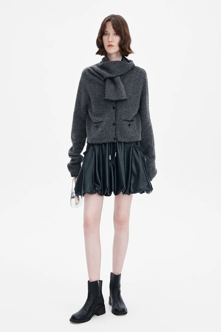 Wool Alpaca Blended Classic Scarf Collar Knit Sweater Women's Lightwei | SELFWHO