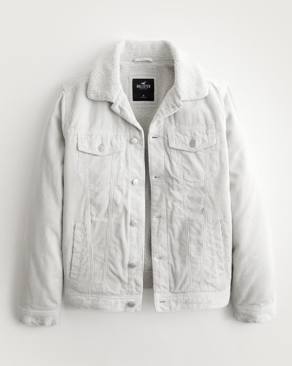 Men's Sherpa-Lined Corduroy Trucker Jacket | Men's Up To 70% Off Select Styles | HollisterCo.com | Hollister (US)