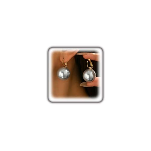 Large Pearl Earrings for Women,Big Pearl Gold Dangle Earrings for Bride Bridesmaid,Unique Formal Pearls Drop Earring Weddding Accessories (Silver) | Amazon (US)