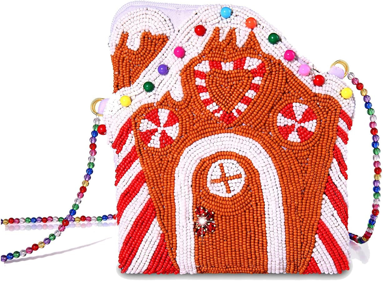 NVENF Christmas Purse Crossbody Bag for Women Beaded Christmas Tree Reindeer Boot Shoulder Bag Ho... | Amazon (US)