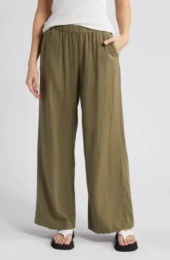 Wide Leg Pull-On Linen Blend Pants | Nordstrom