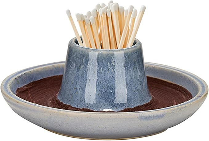 SANDOO Handmade Ceramic Match Holder with Striker - Works with All Matches,Decorative Match Holde... | Amazon (US)