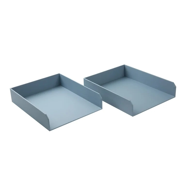 Pen+Gear 2 Piece Set Paperboard Paper Tray Desk Organizer Blue Linen | Walmart (US)