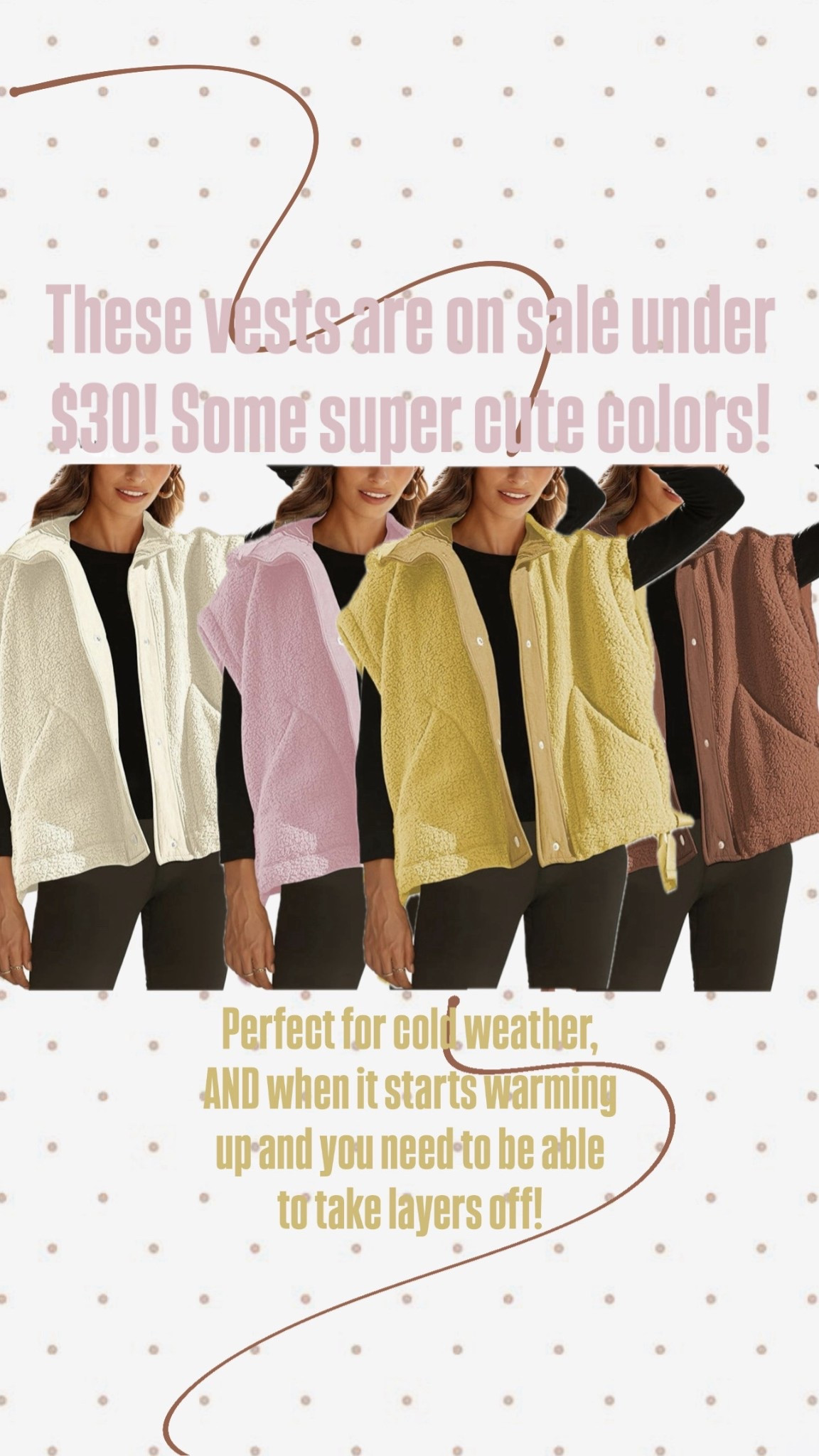 These vests are on sale UNDER $30! Super cute colors! Great for transitioning weather!

#LTKmomlife #LTKSaleAlert #LTKootd