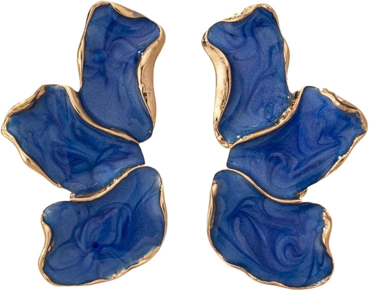 Irregular Statement Earrings for Women - Unique Alloy Petal Design with Enamel, Large Stud Trendy... | Amazon (US)