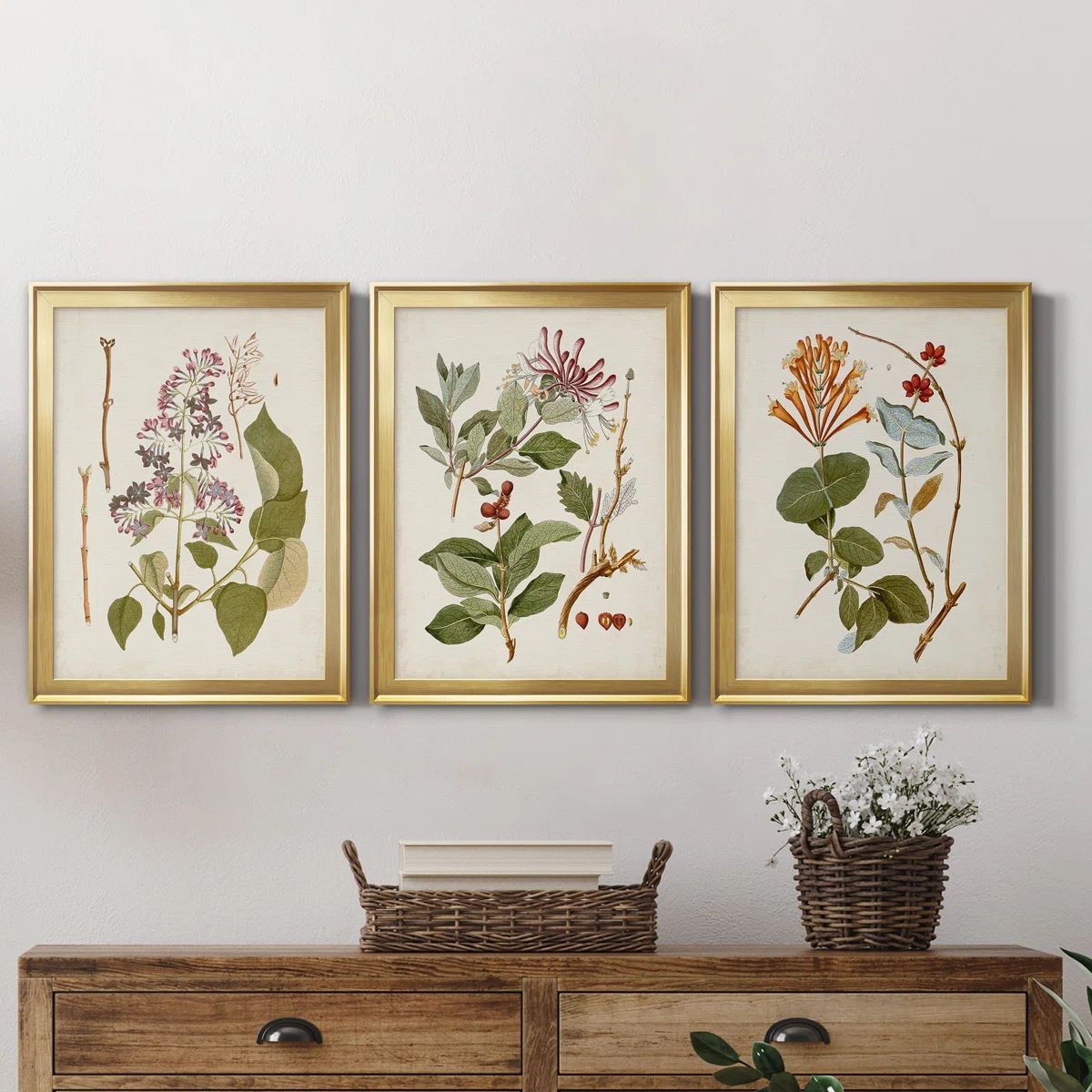 " Vintage Flowering Trees II " 3 - Pieces on Canvas | Wayfair North America