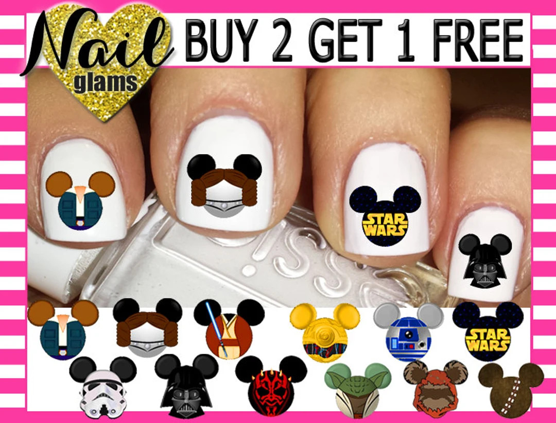 60 Nail Wraps Decals - MICKEY  Ears - SPACE WARS - Nail Art Waterslide | Etsy (US)