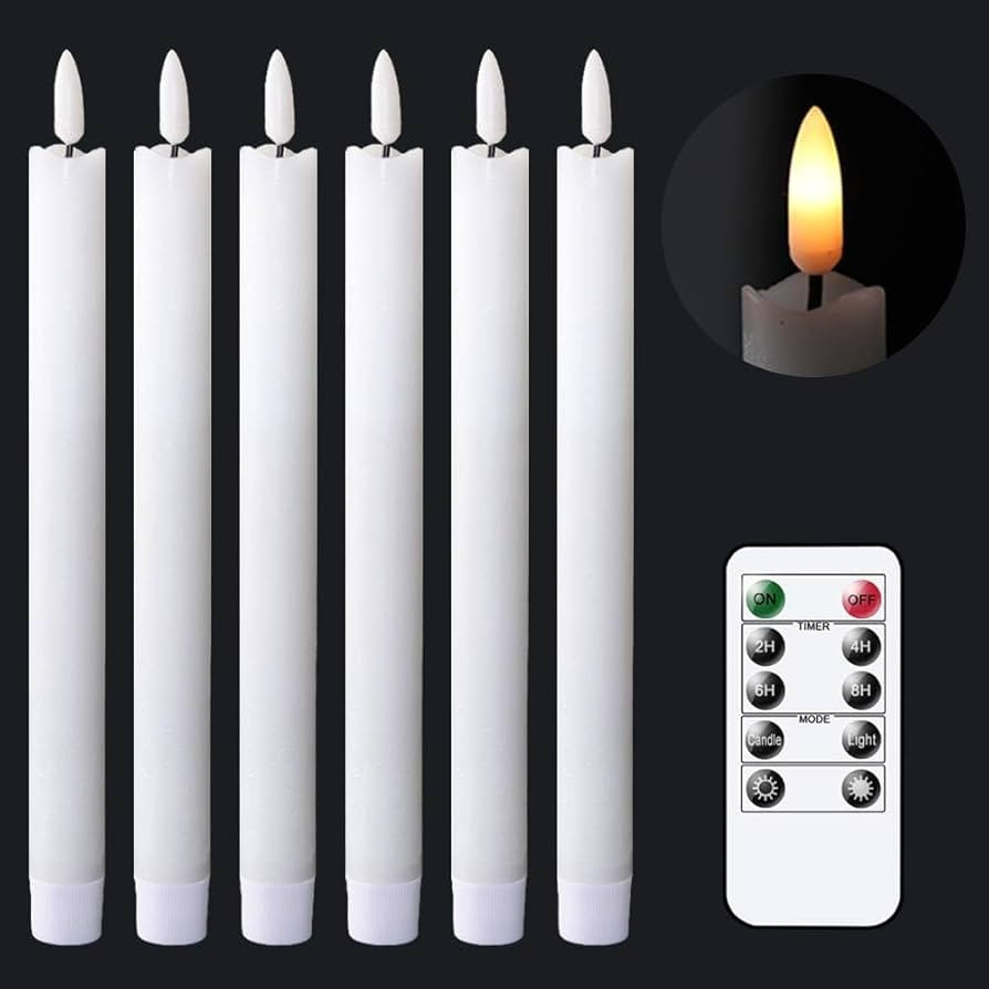 GenSwin Taper Flameless Candles Flickering with 10-Key Remote, Battery Operated Led Warm 3D Wick ... | Amazon (US)