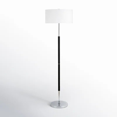 Olie 62 Inch Two-Tone Floor Lamp Fabric Drum Shade | Wayfair North America