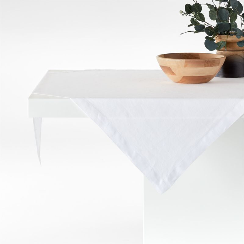 Marin Crisp White 50" Table Throw + Reviews | Crate & Barrel | Crate & Barrel