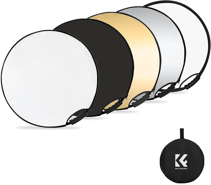 K&F CONCEPT 5-in-1 Light Reflector, 22"/60cm with Handle Grip & Bag | Amazon (US)