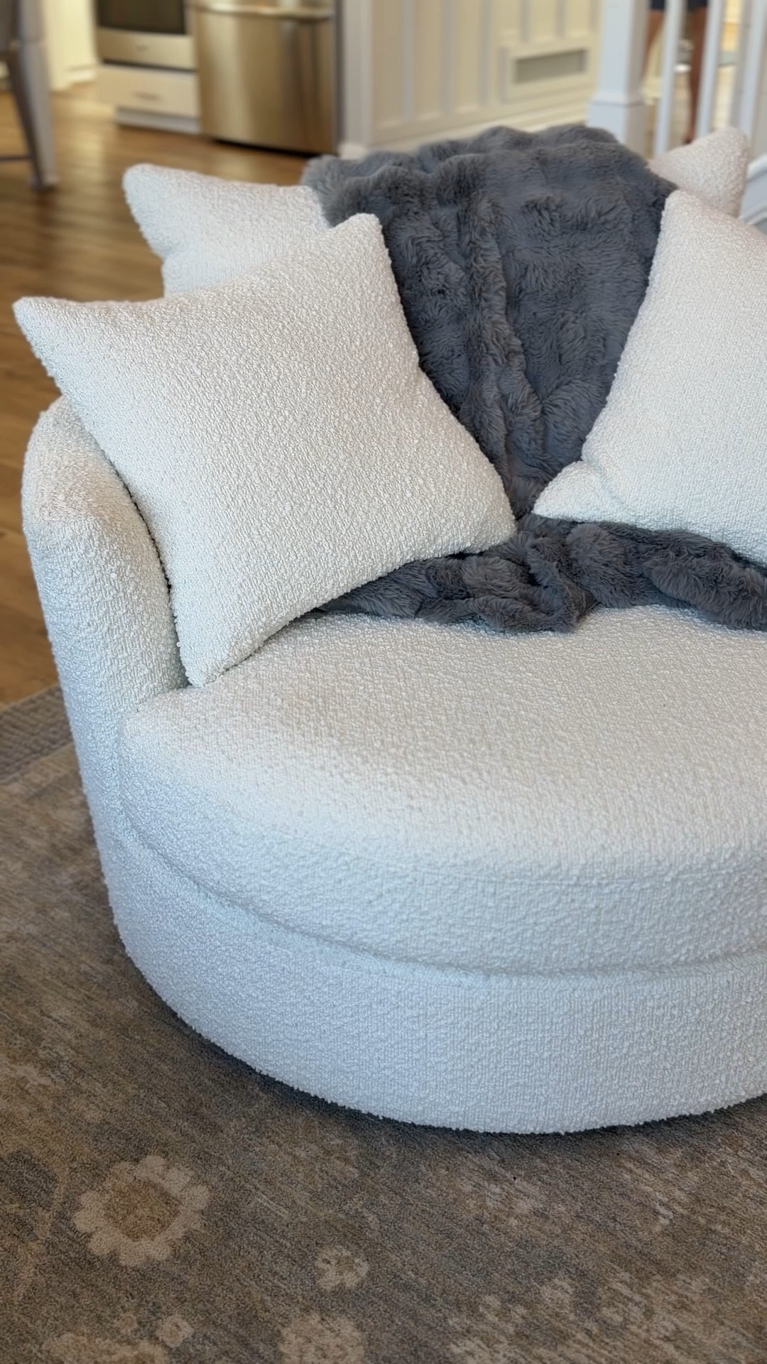 Another amazing @Kirkland's find! These oversized boucle swivel chairs are so comfortable!!! 

#LTKSpringSale #LTKHome #LTKSeasonal