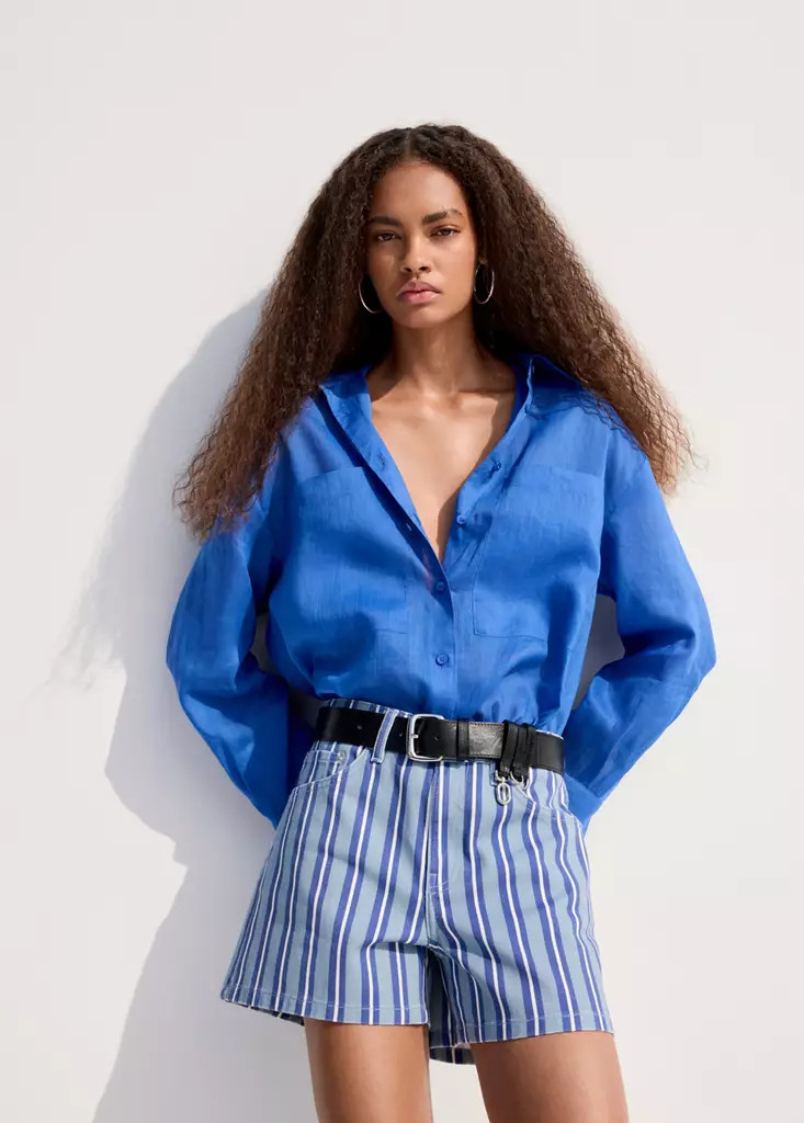 Striped straight-fit shorts | MANGO (UK)
