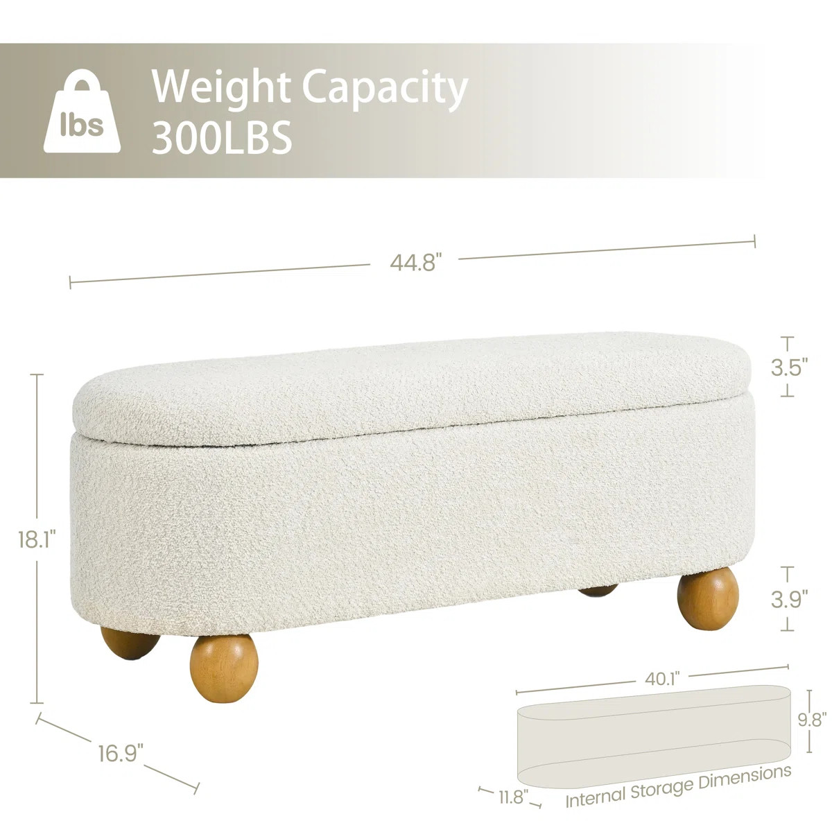 Modern Oval Storage Bench with Spherical Legs for Entryway and Living Room | Wayfair North America
