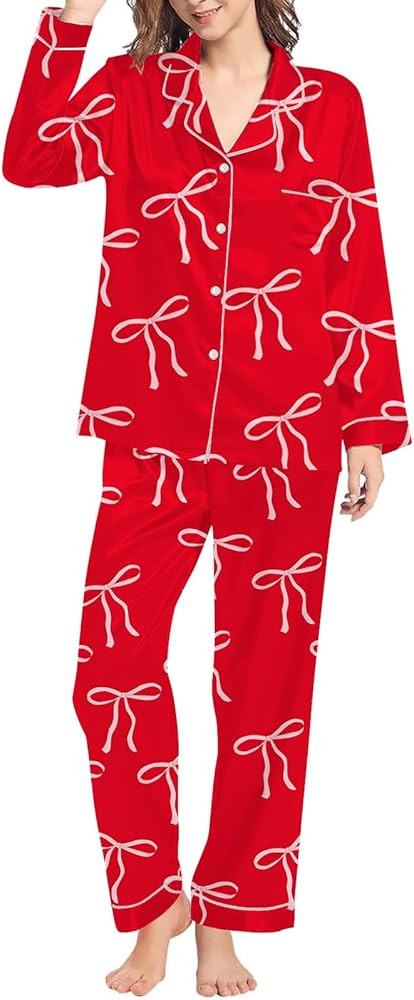 Drymnoc Conjunto de pijama para mujer, para el día de San Valentín, con cuello en V, manga larg... | Amazon (US)