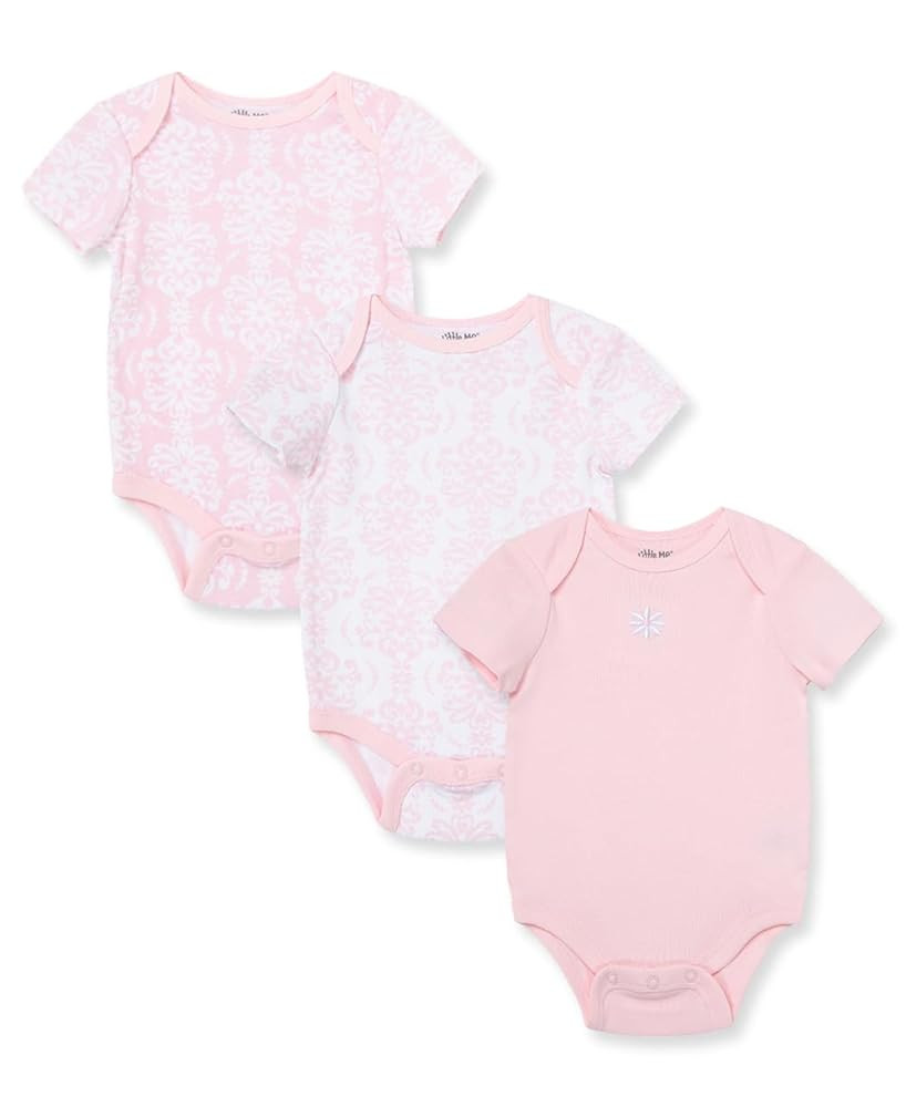 Little Me Clothes for Baby Girls’ 3-Pack 100% Cotton Bodysuits with Full Snap Closures, Baby Es... | Amazon (US)