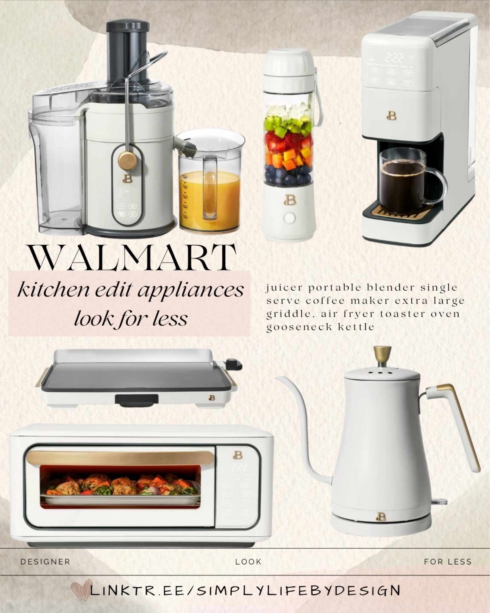 Walmart kitchen edit beautiful appliances. Designer look for affordable prices  Juicer, portable blender, single serve coffee maker, extra large griddle, gooseneck kettle  

#LTKsalealert #LTKhome #LTKstyletip