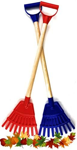 Matty's Toy Stop 30.5" Heavy Duty Wooden Kids Lawn Rakes with Plastic Rake Head & Handle (Red & Blue | Amazon (US)