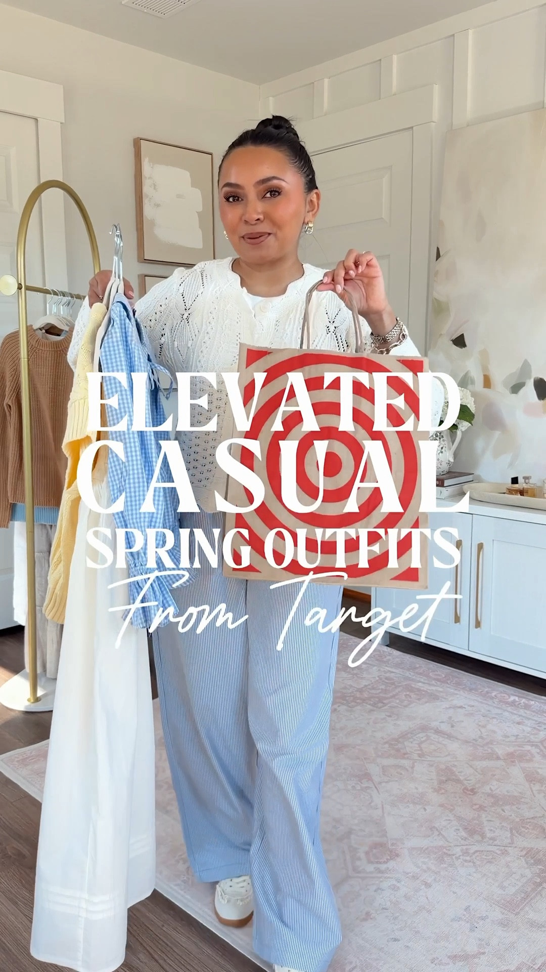 Target Try On!
For reference: I’m 5’0, 32b bra size, and 2/26 in bottoms, pear shaped. 
*Everything I share is unaltered! TTS means true to size. Between size 5-6.5 in shoes

Cream crochet  cardigan size xs TTS
White tank size xs petite TTS
Blue striped pull on pants size xs TTS
Cream sneakers size 6 TTS

Yellow sweater size xs TTS
Cream midi skirt size xs TTS
Tan heels size 5 TTS

Blue check gingham top size xs TTS
White jeans size 2 petite TTS
Tan sandals size 5.5 TTS

Brown dress size xs TTS
Brown cognac sandals size 5.5 TTS

Ivory peplum cardigan size xs TTS
Blue striped jeans size 2 regular TTS
Tan sandals size 5.5 TTS

#LTKgrwm #LTKPetite #LTKootd