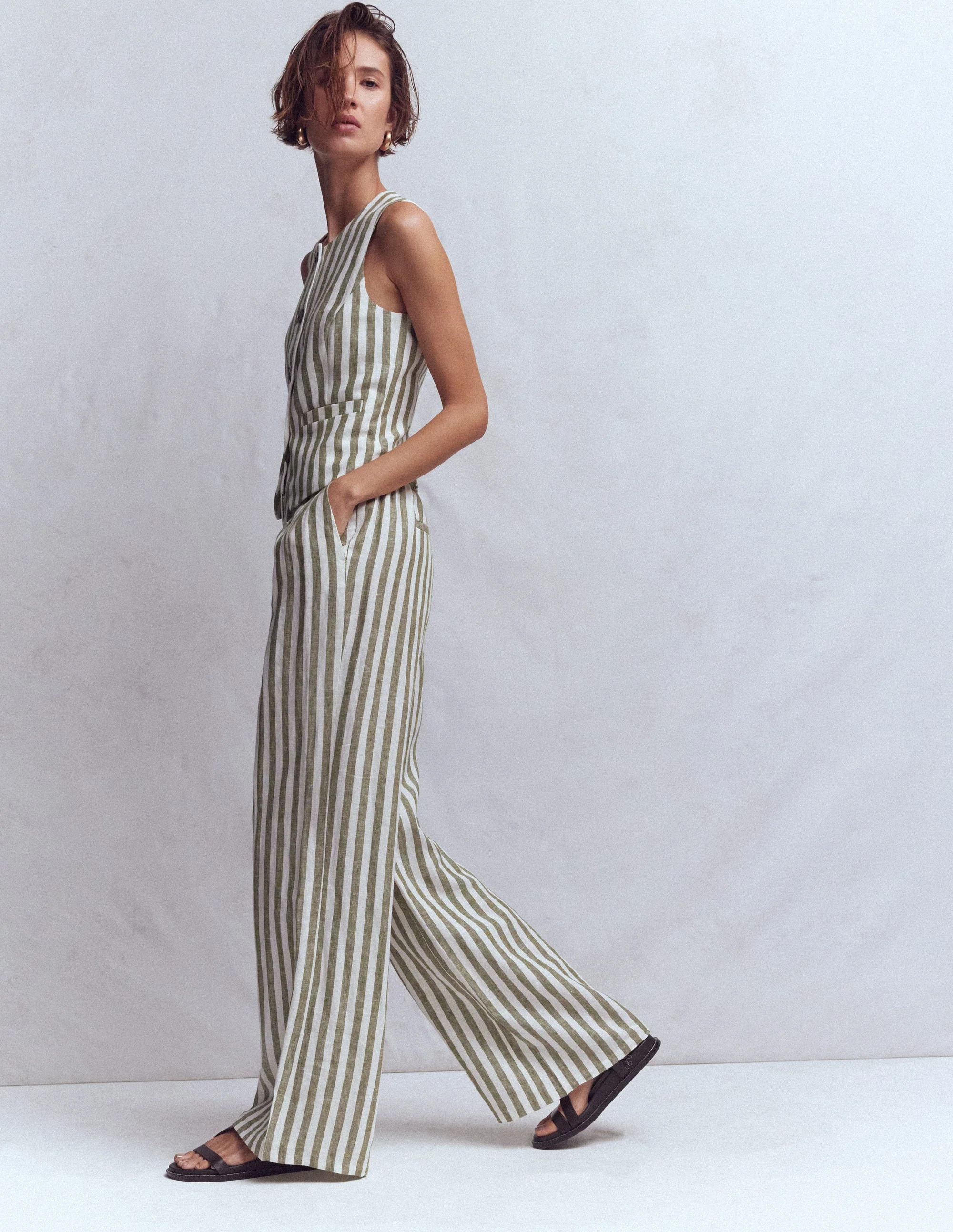 Kensington Linen Trousers-Mayfly Stripe | Boden UK
