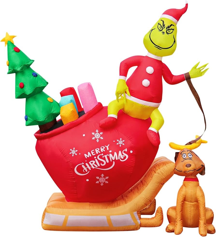 9ft Christmas Inflatable Outdoor Decorations, Christmas Tree Merry Christmas Dog on Sled Garden Y... | Amazon (US)