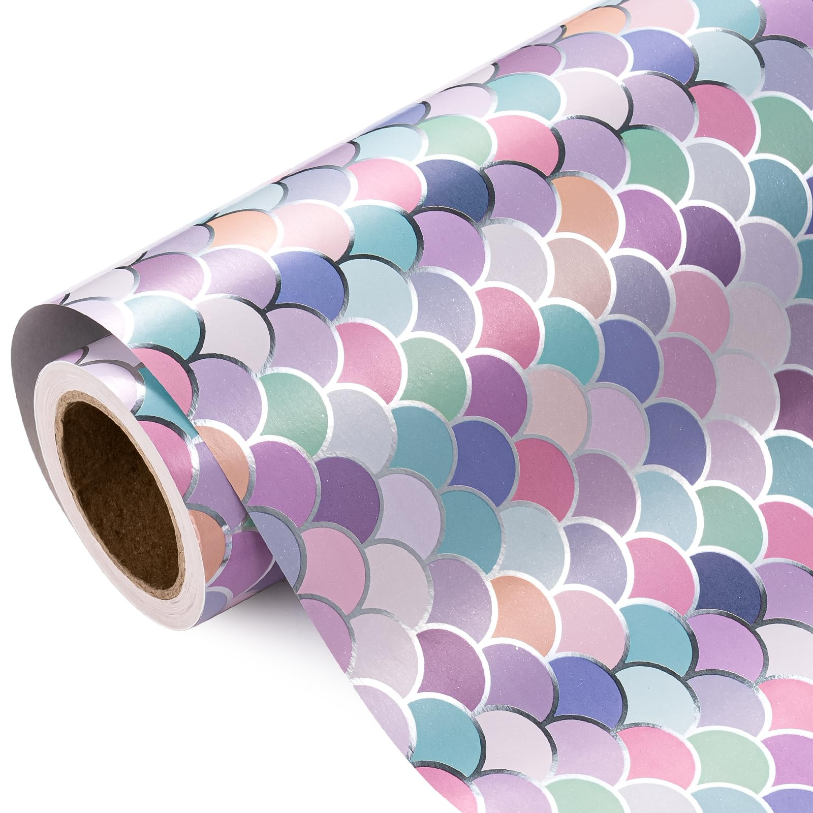 WRAPAHOLIC Mermaid Wrapping Paper Roll - Mini Roll - 17 Inch x 9.8 Feet - Colorful Mermaid Scale ... | Amazon (US)