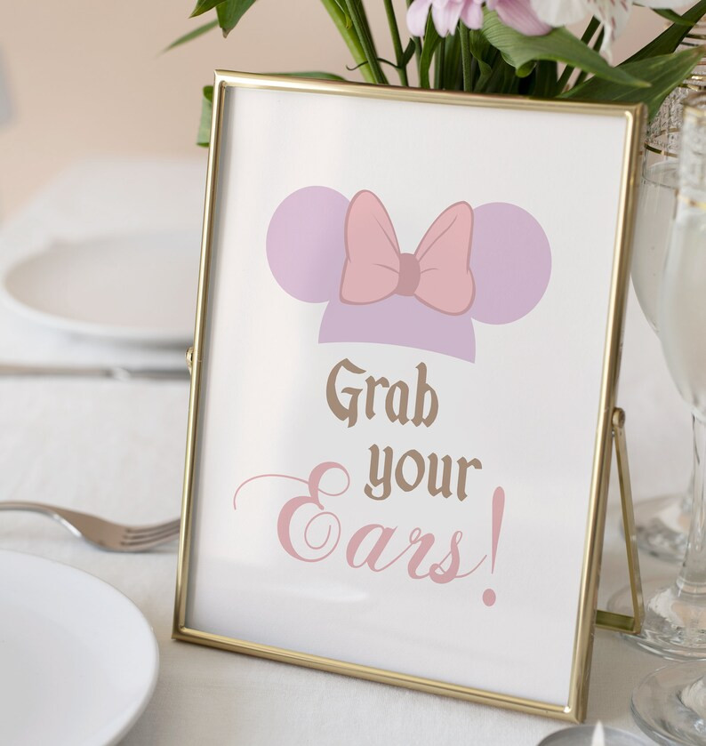 Printable Disneyland Birthday Sign, Grab Your Ears, Minnie Birthday, Disneyland Party Decoration,... | Etsy (US)