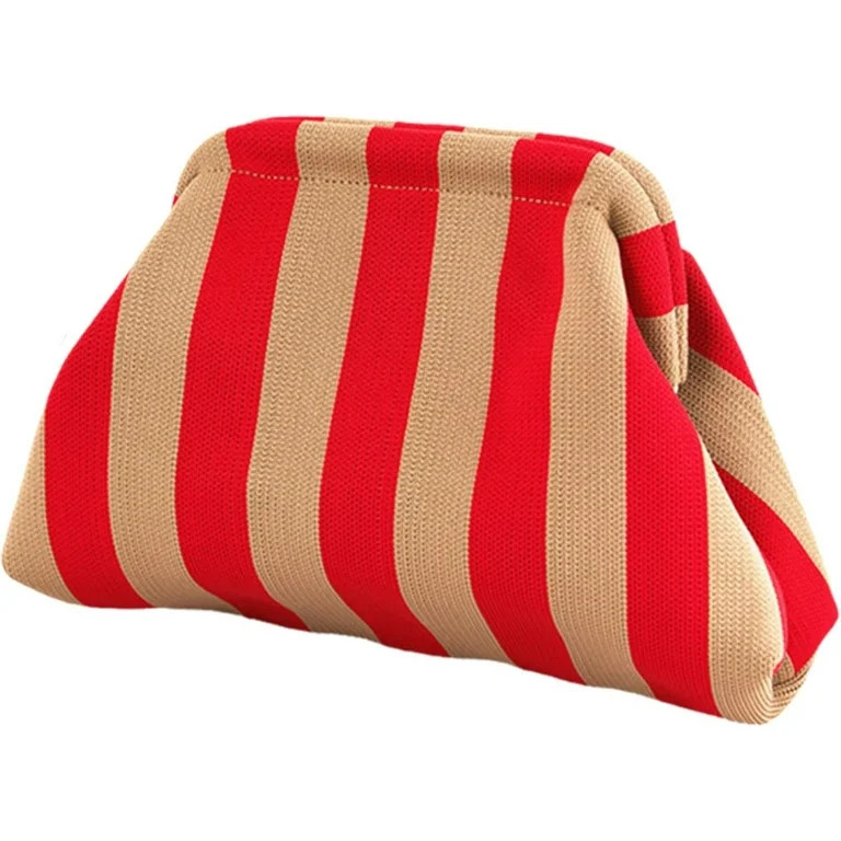 Clutch Purses for Women 2026 Summer Beach Woven Crochet Bag Dumpling Striped Ruched Cloud Purse E... | Walmart (US)