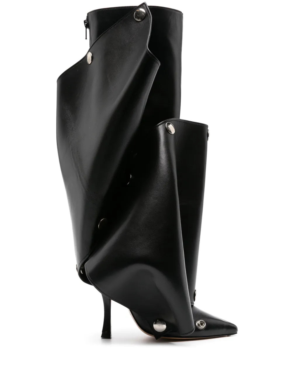 Y/Project press-stud Leather Knee Boots - Farfetch | Farfetch Global