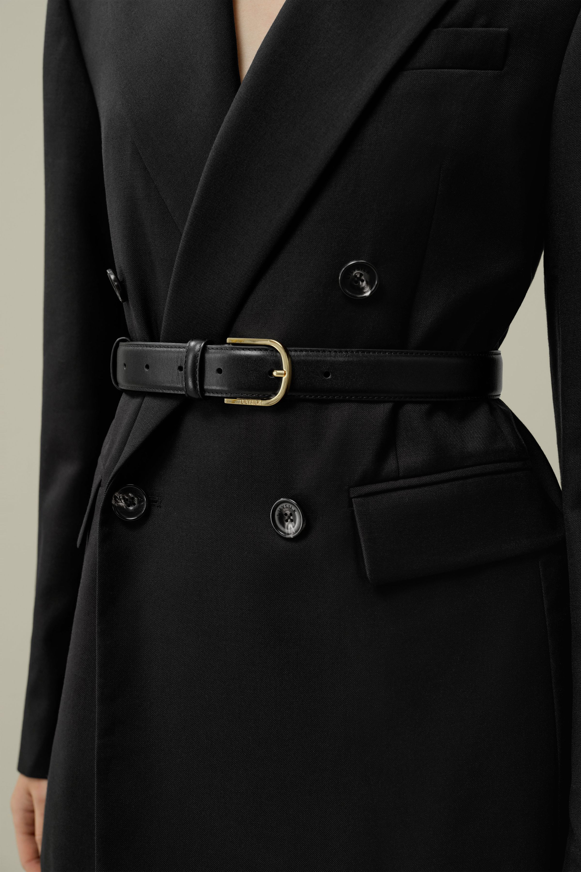 Gold Buckle Leather Belt | LilySilk