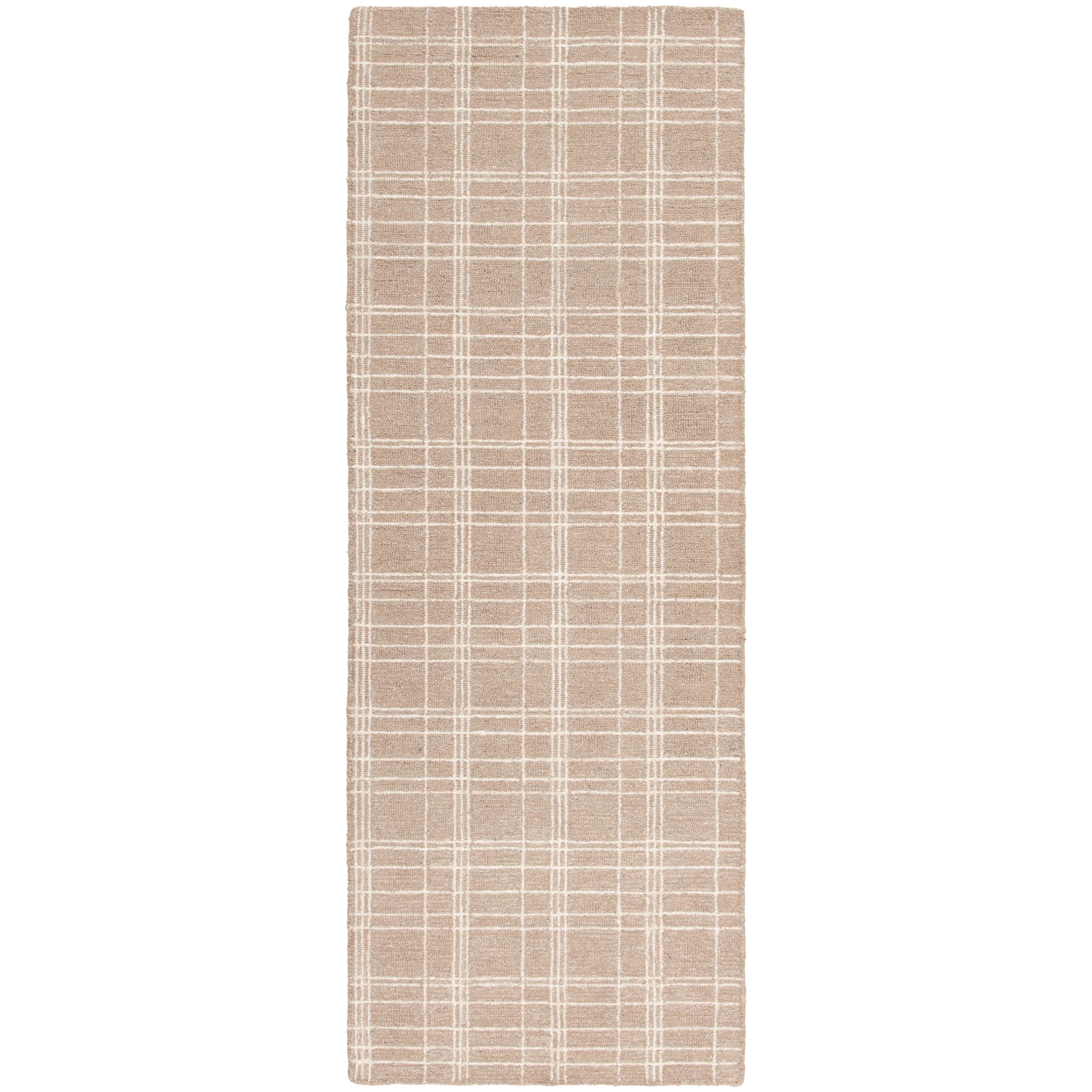 Better Homes & Gardens Beige Plaid Wool Indoor Runner Rug, 2'6"x7' | Walmart (US)
