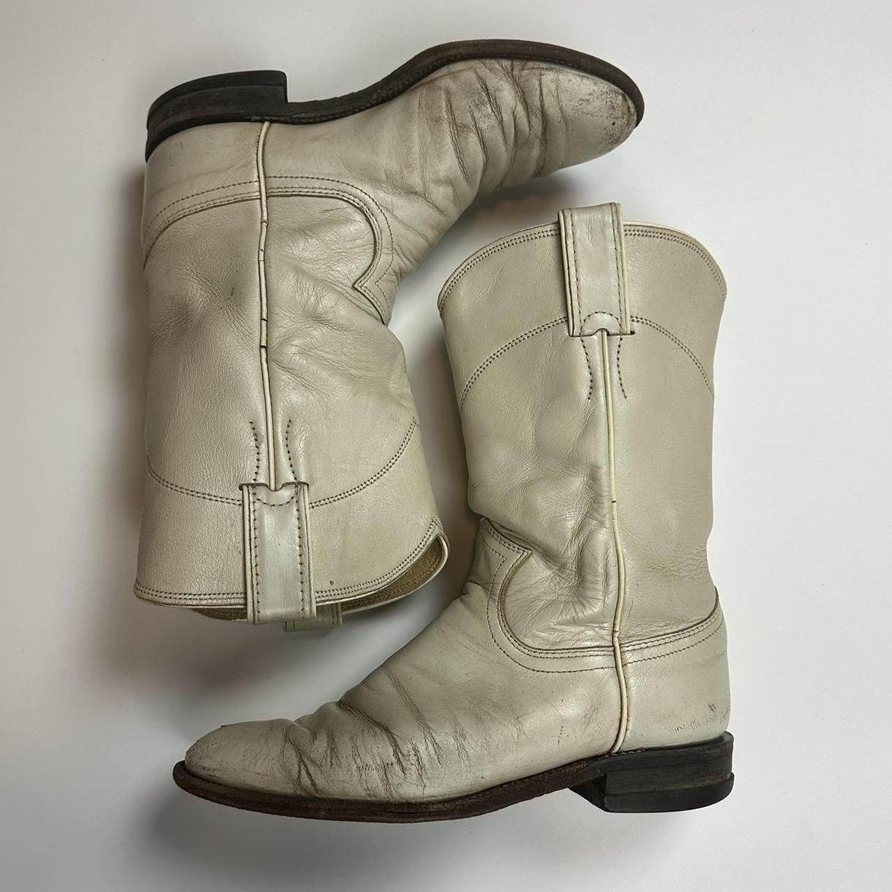 Justin Boots Women's Mid calf Boots - Cream/White - US 5.5 | Depop US