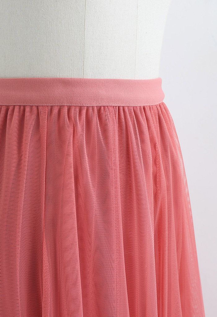 My Secret Garden Tulle Maxi Skirt in Coral | Chicwish