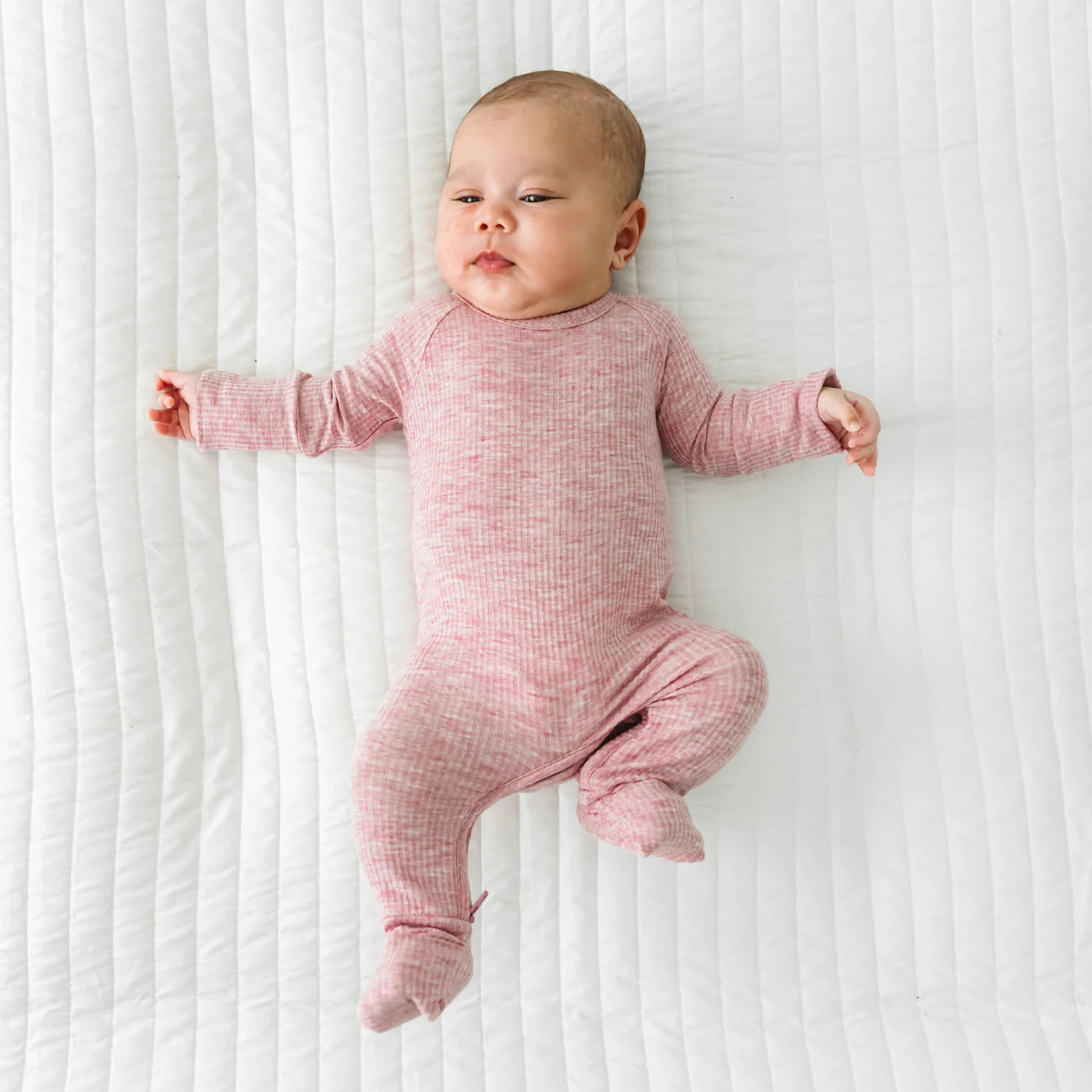 Heather Mauve Ribbed Crescent Zippy | Little Sleepies